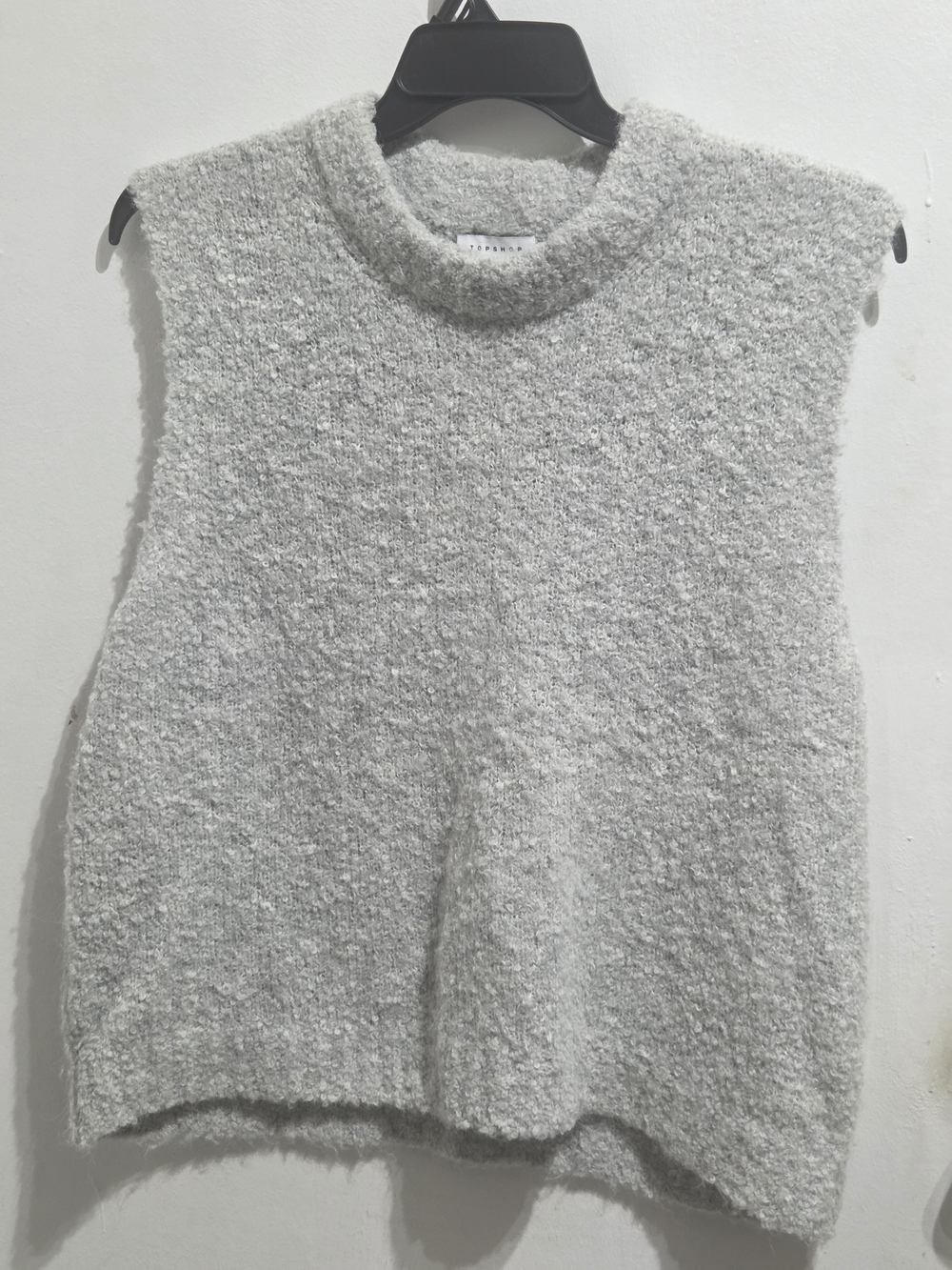 Topshop Light Gray Sleeveless Mock Neck Sweater Vest